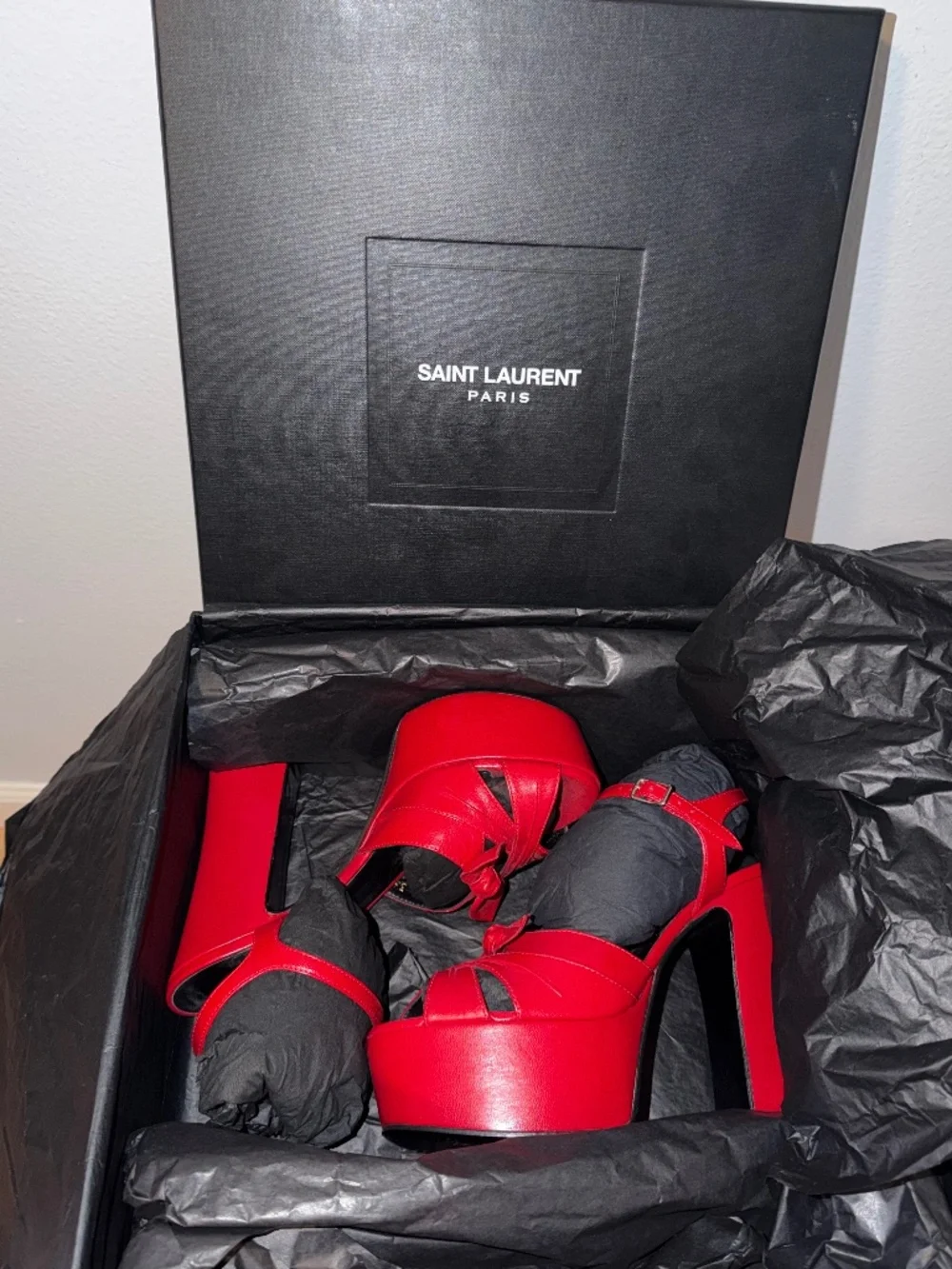 Saint Laurent Red Candy Platform Sandals